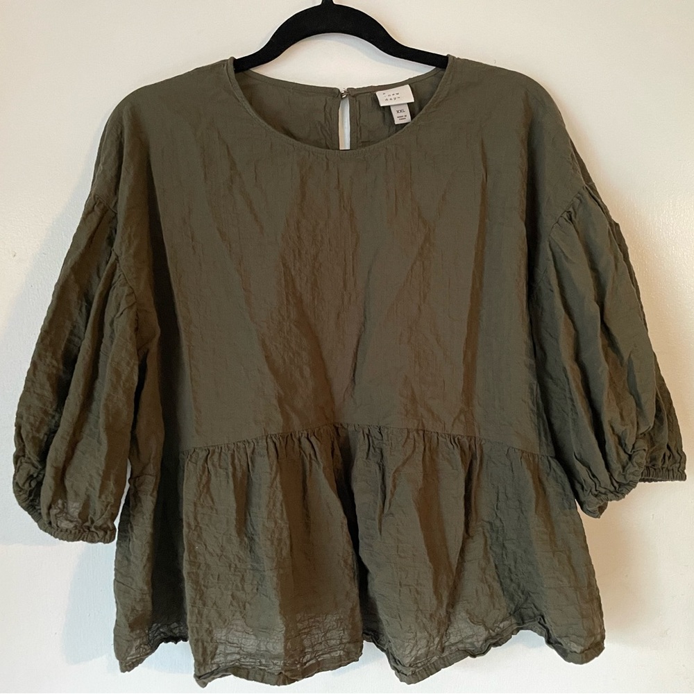 A New Day Olive Peplum Top